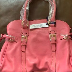 Dooney and Bourke Domed Floretine Leather Satchel in baby pink